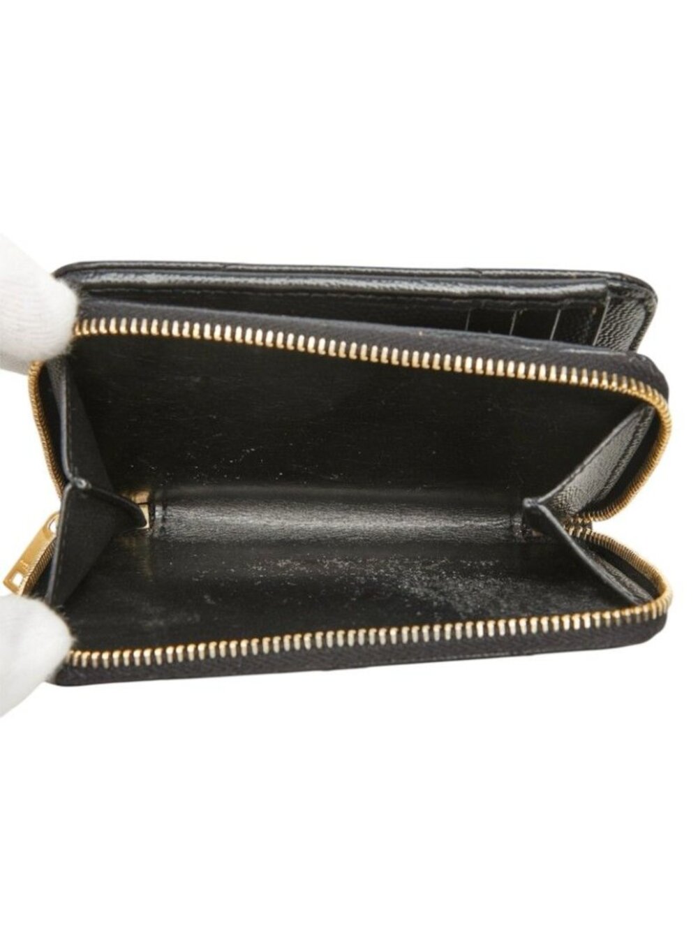 Saint Laurent YSL Logo V-stitch Bifold Wallet Black Caviar Leather - Picture 7 of 9